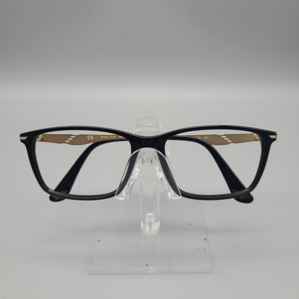 Police VPL986K COL 0700 Black Gold Rectangular Eyeglass Frames 145mm